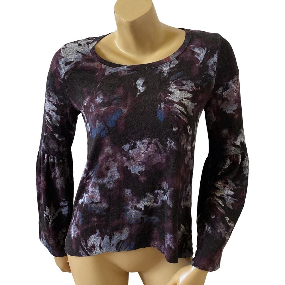 Simply Vera Vera Wang Bell Sleeve Abstract Floral Knit Top Petite PXS